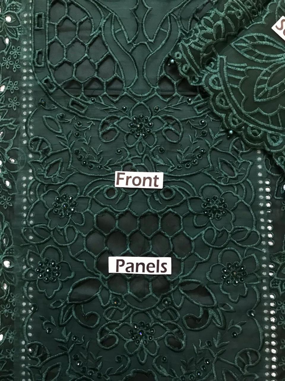 Teal Green Embrioded Cut work