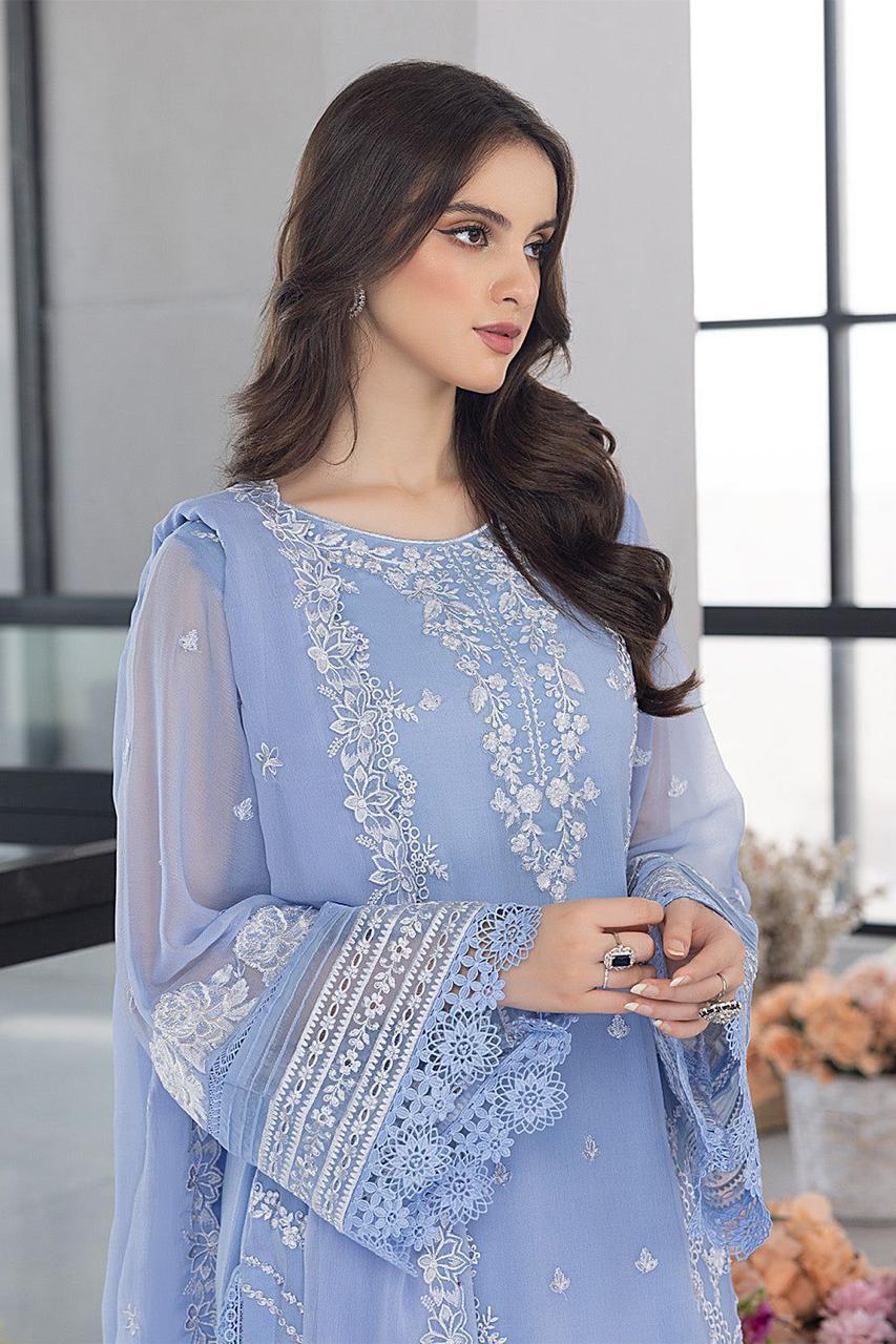 soft blue party wear dress