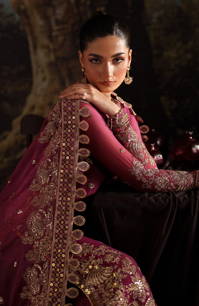 Zarqash Plum – Luxury Hand Embroidered Formal Suit