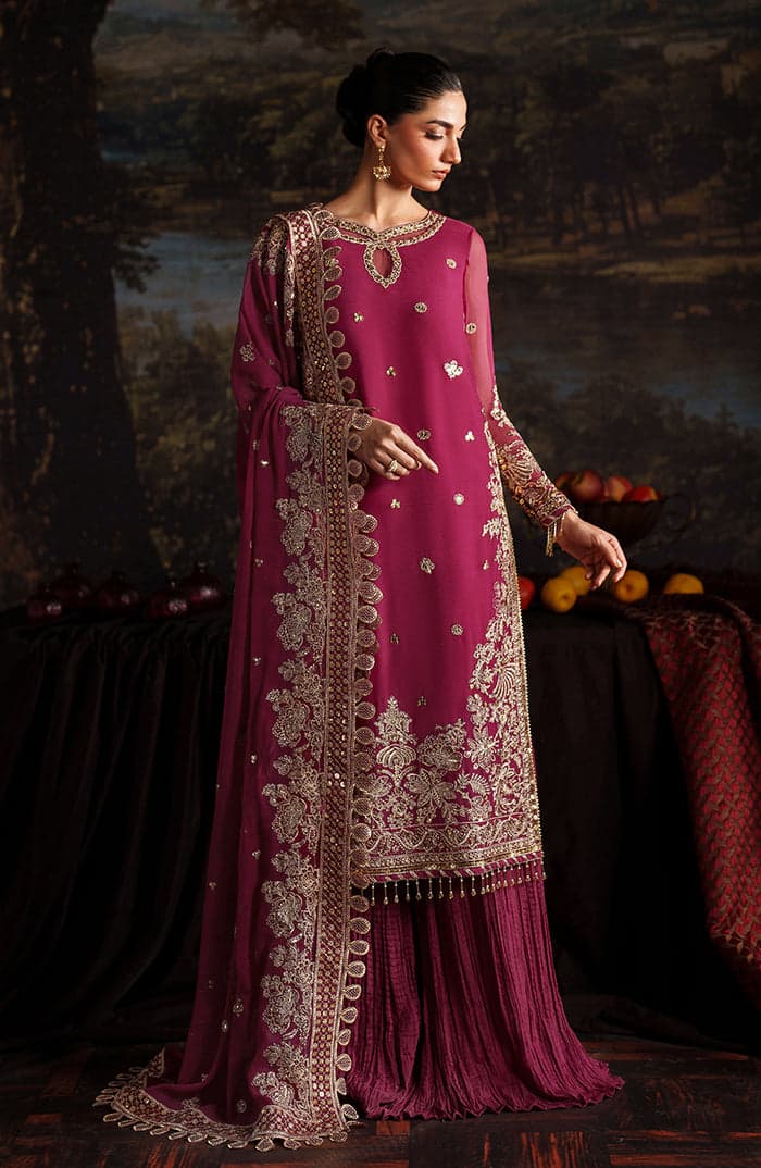 Zarqash Plum – Luxury Hand Embroidered Formal Suit