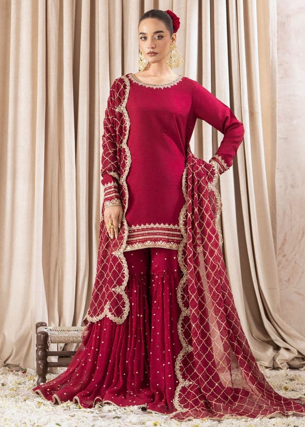 red fuchsia gharara