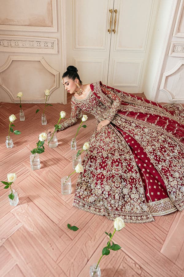 classic red bridal dress