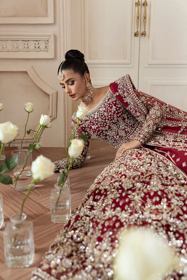 classic red bridal dress