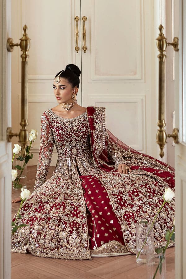 classic red bridal dress