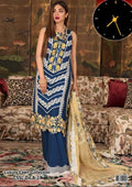 Midnight Bloom – Navy Blue & Gold Embroidered Unstitched Suit