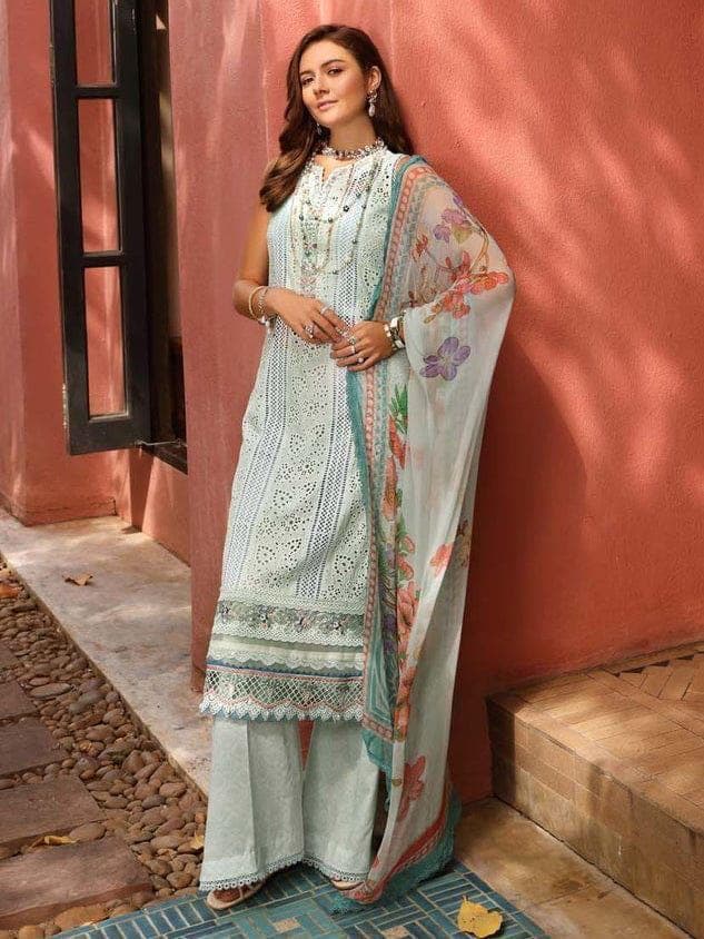 Eid Grace Aqua – Designer Unstitched Lawn Suit