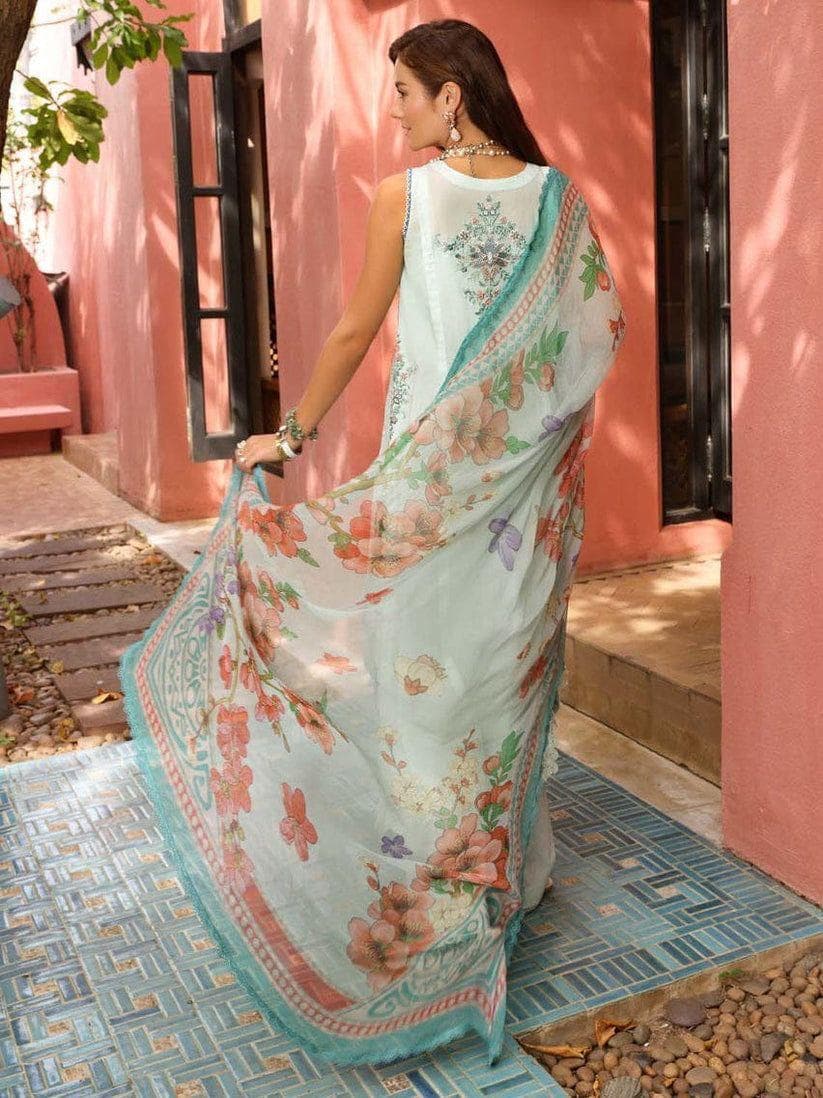 Eid Grace Aqua – Designer Unstitched Lawn Suit