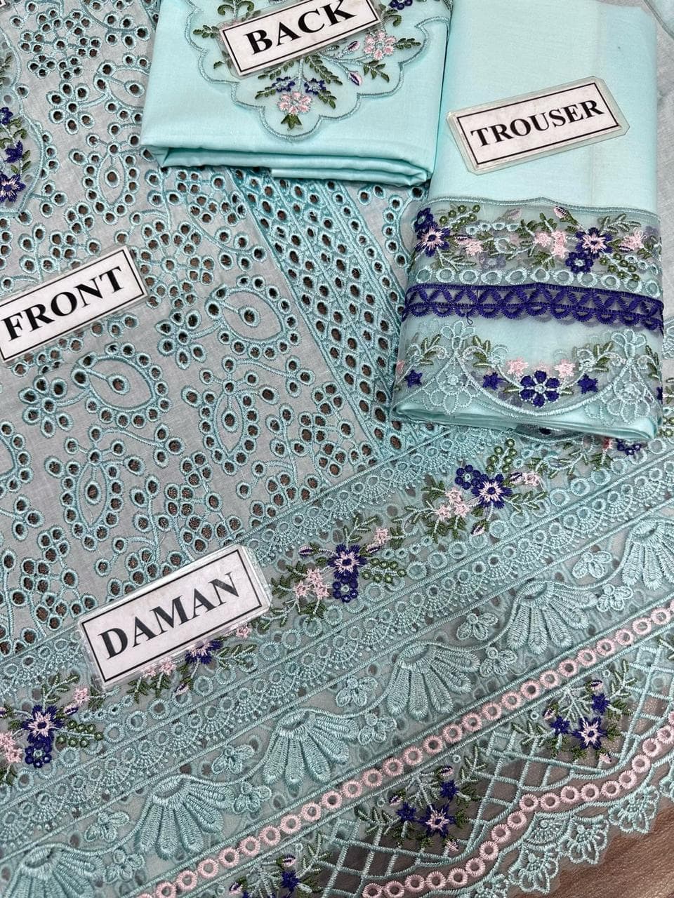 Eid Grace Aqua – Designer Unstitched Lawn Suit