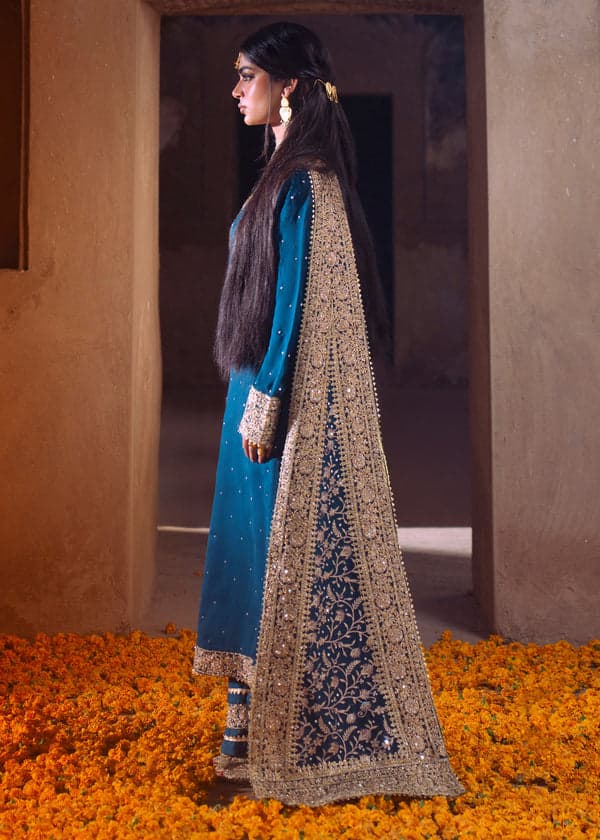 Deep Teal Luxury Embroidered Formal Suit