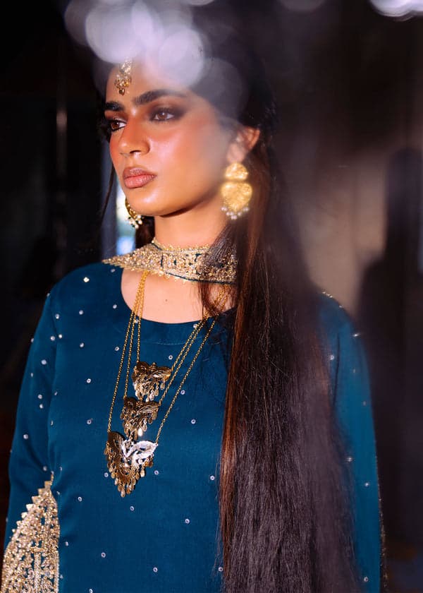 Deep Teal Luxury Embroidered Formal Suit