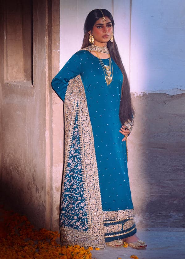 Deep Teal Luxury Embroidered Formal Suit