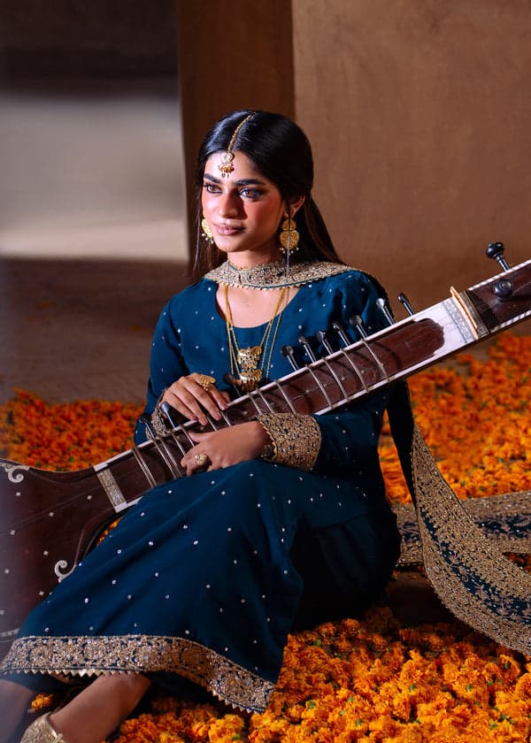 Deep Teal Luxury Embroidered Formal Suit