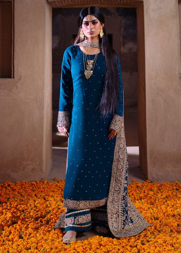 Deep Teal Luxury Embroidered Formal Suit