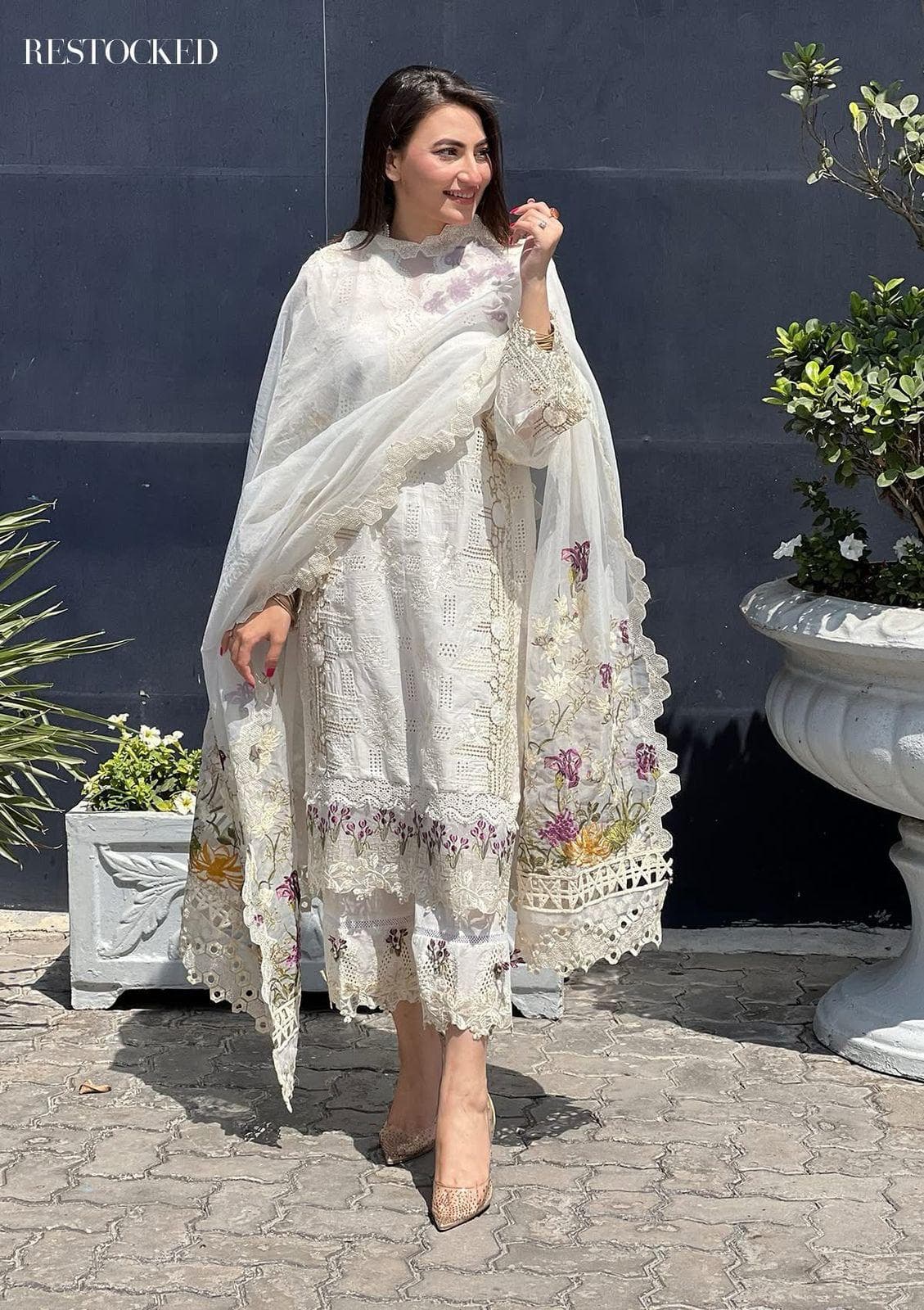 Ivory Bloom – Luxury Embroidered Unstitched Eid Suit