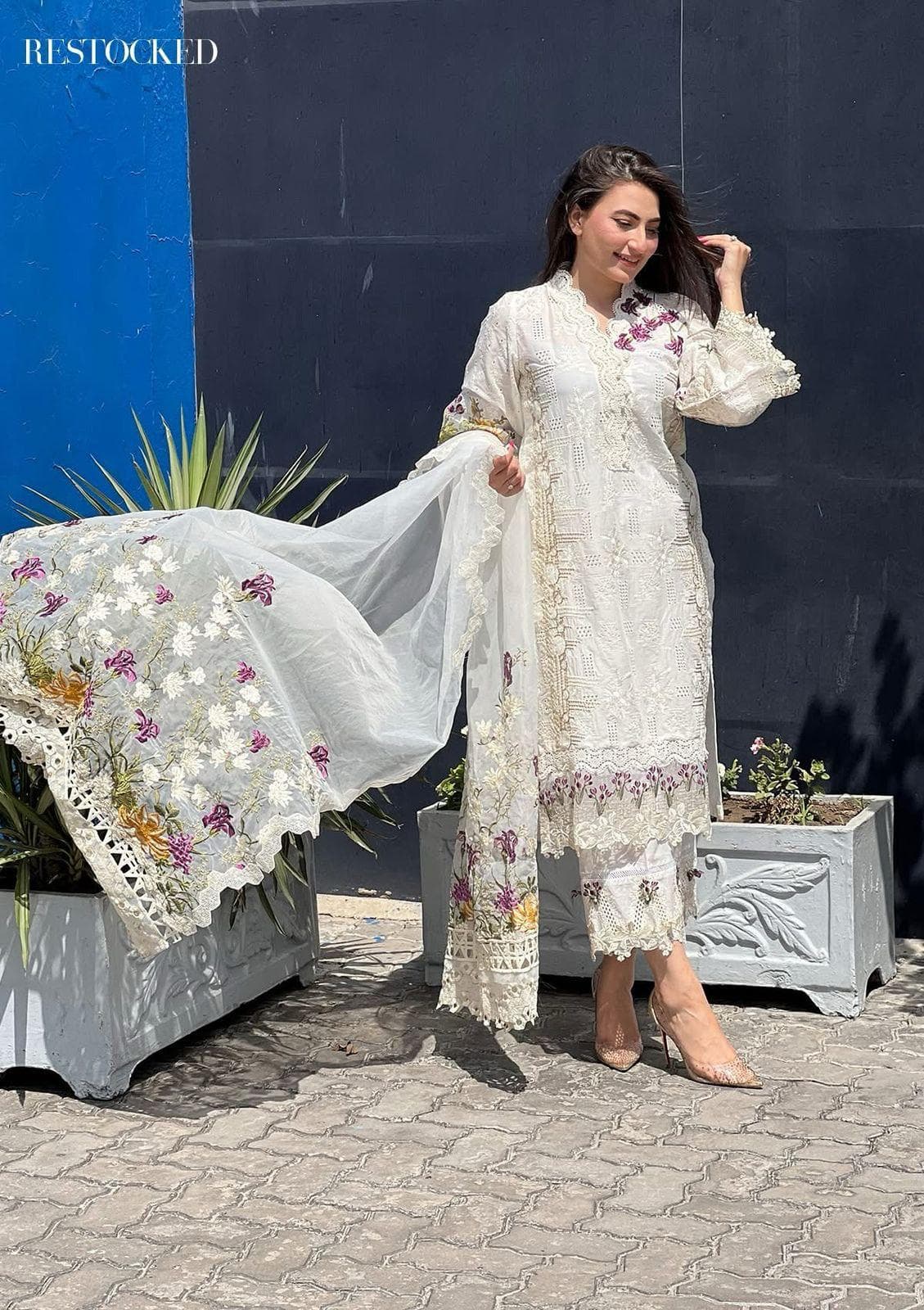 Ivory Bloom – Luxury Embroidered Unstitched Eid Suit