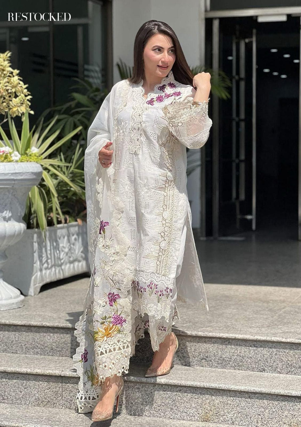 Ivory Bloom – Luxury Embroidered Unstitched Eid Suit