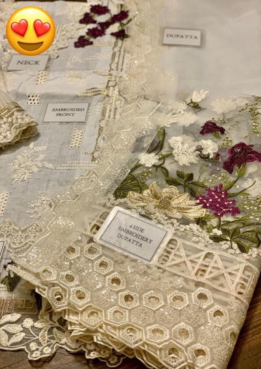 Ivory Bloom – Luxury Embroidered Unstitched Eid Suit