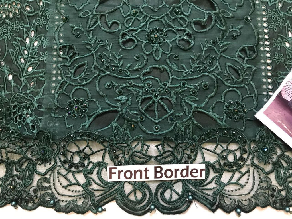 Teal Green Embrioded Cut work