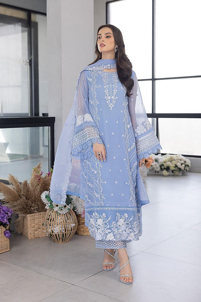 soft blue party wear dress