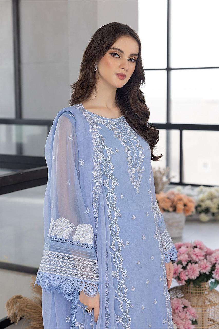soft blue party wear dress